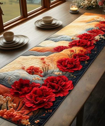 Blush Petals Quilted Table Runner