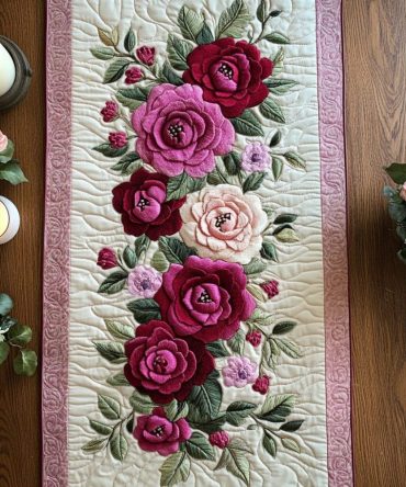 Blush Roses Quilted Table Runner