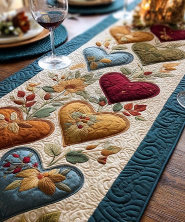 Blushing Hearts Quilted Table Runner