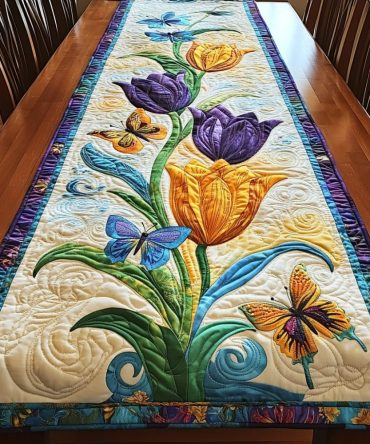 Blushing Petals Quilted Table Runner