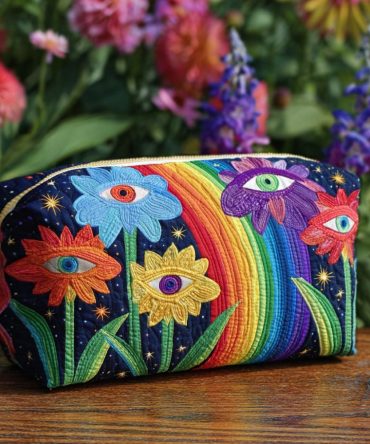 Boho Fungus Quilted Makeup Bag