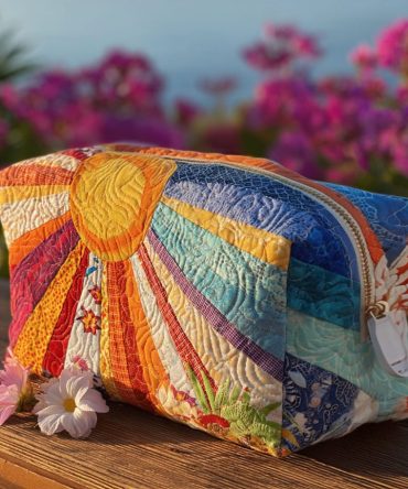 Boho Rays Quilted Makeup Bag