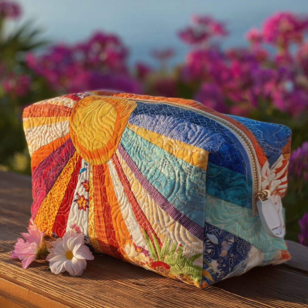 Boho Rays Quilted Makeup Bag