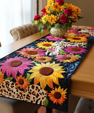 Bold Bloomscape Quilted Table Runner