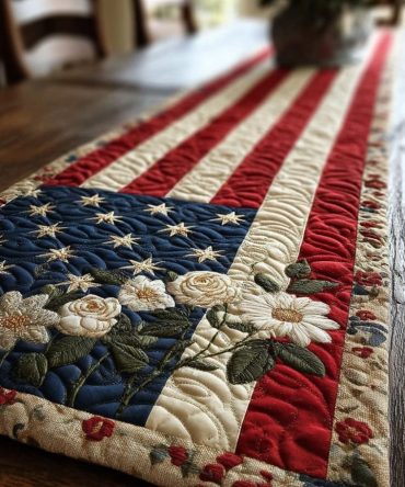 Bold Blossom Quilted Table Runner
