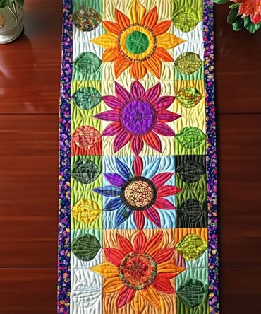 Bold Sunburst Quilted Table Runner