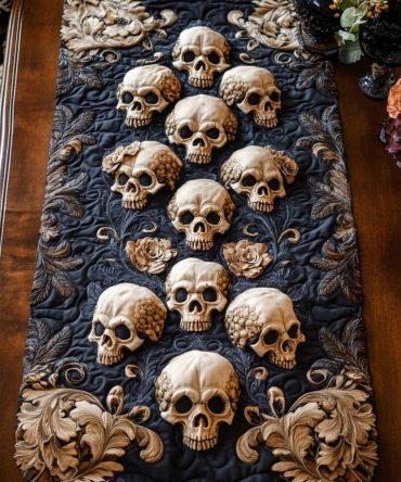 Bone Bloom Quilted Table Runner