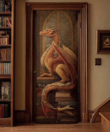 Book Dragon Quilted Door Cover