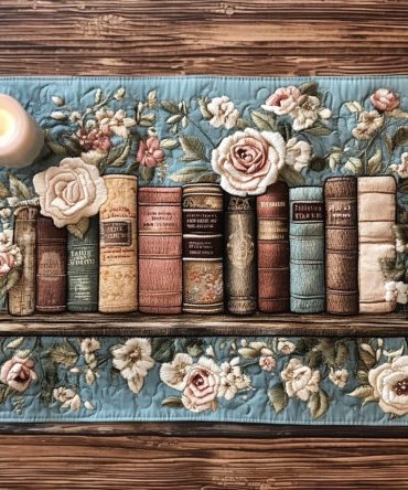 Bookshelf Bloom Quilted Table Runner