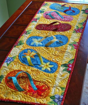 Bright Flip-Flop Getaway Quilted Table Runner