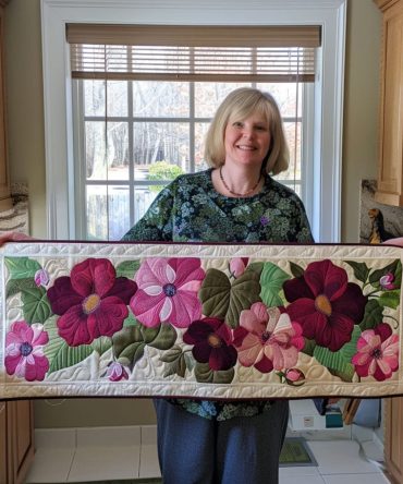 Bright Flower Meadow Quilted Table Runner