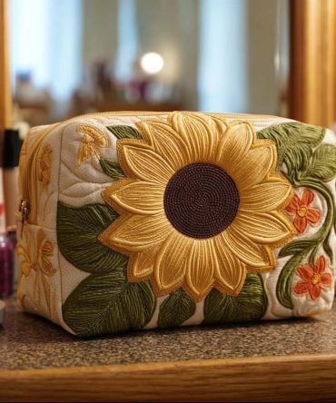 Bright Blossom Quilted Makeup Bag
