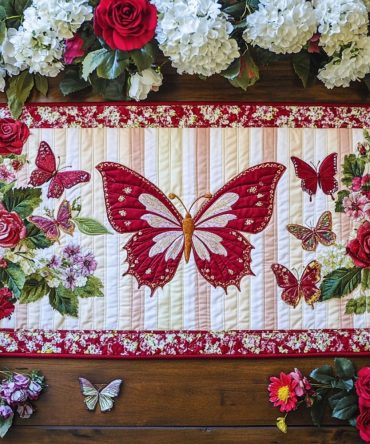 Bright Butterflies Quilted Table Runner