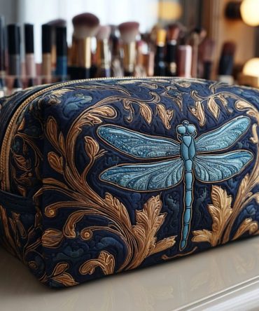 Bright Dragonfly Quilted Makeup Bag