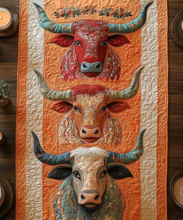 Bull Charm Quilted Table Runner