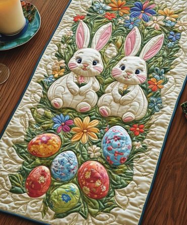 Bunny Bloom Quilted Table Runner