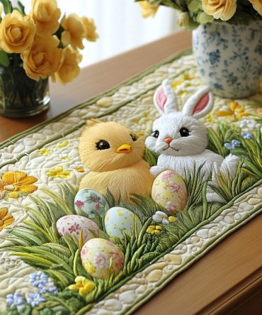 Bunny Meadow Quilted Table Runner