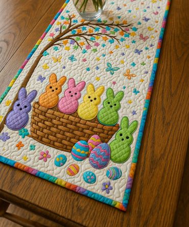 Bunny Parade Quilted Table Runner