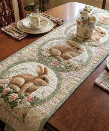 Bunny Parade Quilted Table Runner