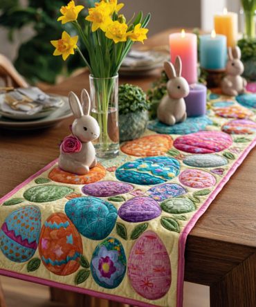Bunny Parade Quilted Table Runner