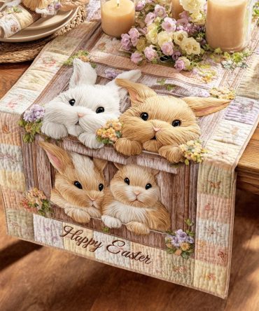 Bunny Springtime Quilted Table Runner