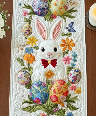 Bunny White Haven Quilted Table Runner