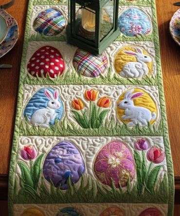 Bunny In Bloom Quilted Table Runner