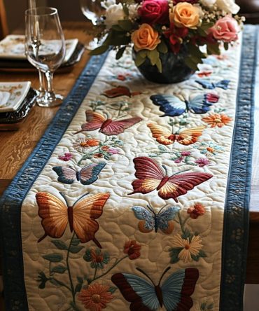 Butterfly Bloom Quilted Table Runner