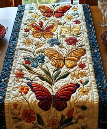 Butterfly Bloom Quilted Table Runner