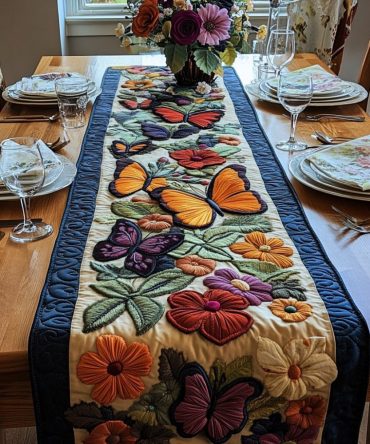 Butterfly Elegance Quilted Table Runner