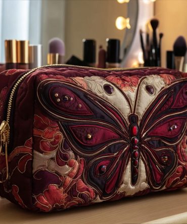 Butterfly Garden Quilted Makeup Bag
