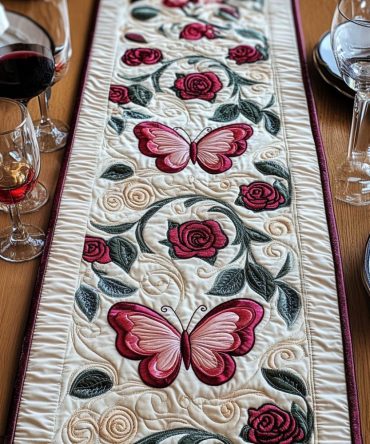 Butterfly Glow Quilted Table Runner