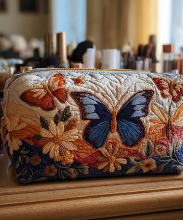Butterfly Grace Quilted Makeup Bag