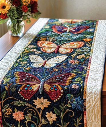 Butterfly Harmony Quilted Table Runner