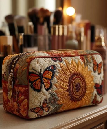 Butterfly Haven Quilted Makeup Bag