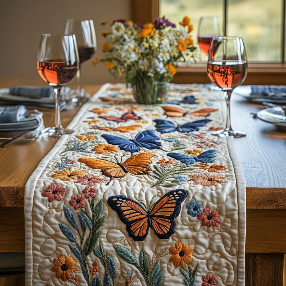 Butterfly Serenade Quilted Table Runner
