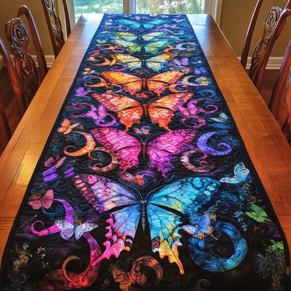 Butterfly Symphony Quilted Table Runner