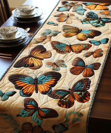 Butterfly Symphony Quilted Table Runner