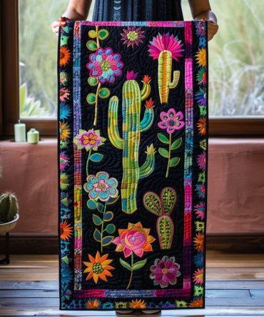 Cacti Splendor Colorful Quilted Table Runner