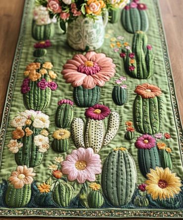 Cactus Bloom Quilted Table Runner