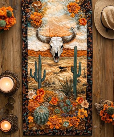 Cactus Bloom Quilted Table Runner