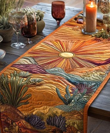 Cactus Bloom Quilted Table Runner
