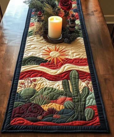Cactus Bloom Quilted Table Runner