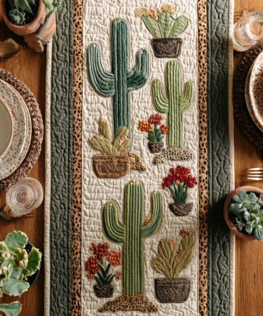 Cactus Blossom Quilted Table Runner