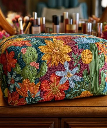 Cactus Carnival Quilted Makeup Bag