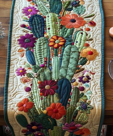 Cactus Charm Quilted Table Runner