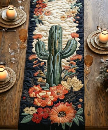 Cactus Charm Quilted Table Runner