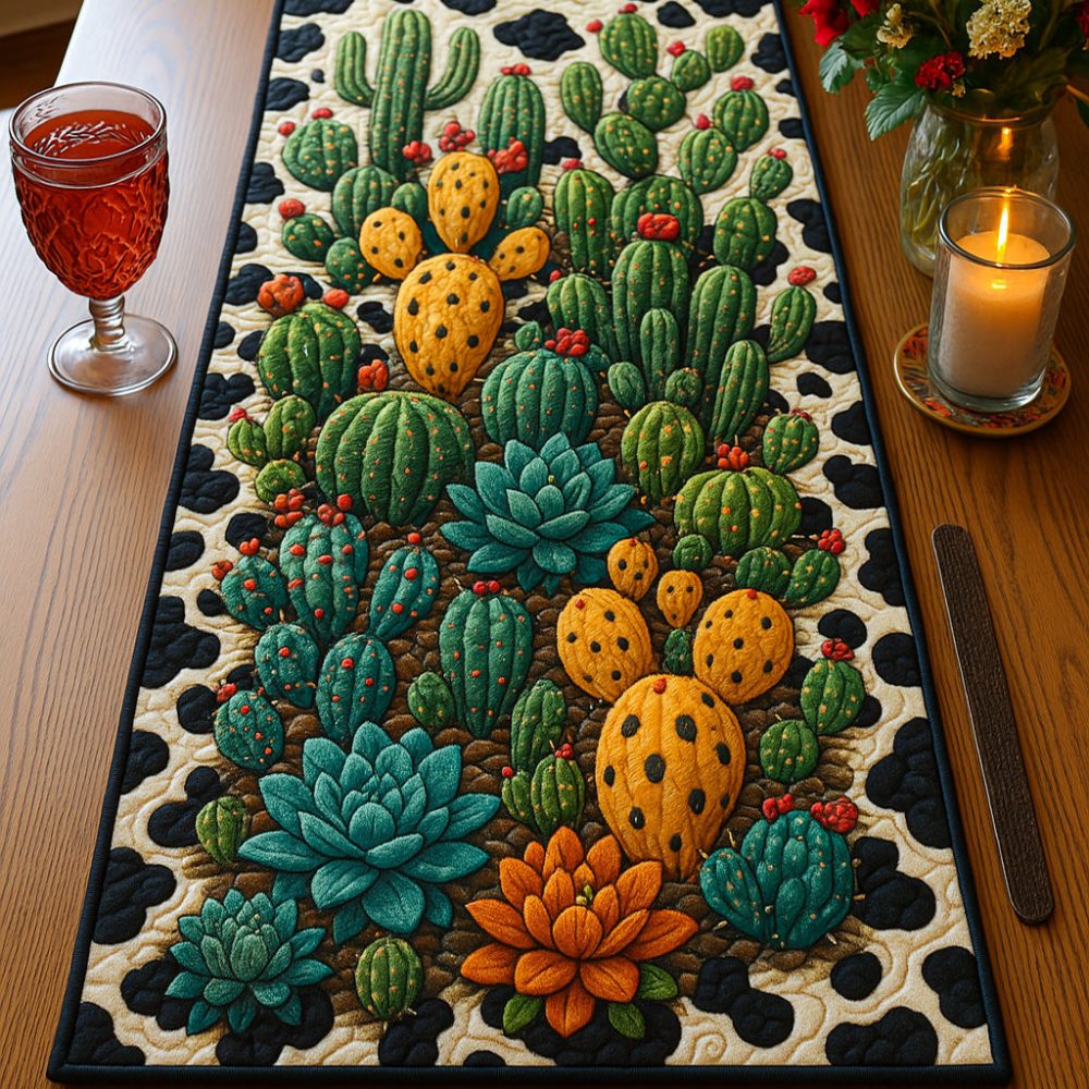 Cactus Garden Quilted Table Runner