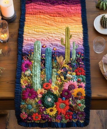 Cactus Glow Quilted Table Runner