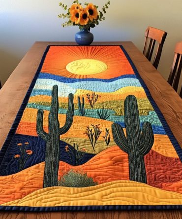 Cactus Landscape Quilted Table Runner